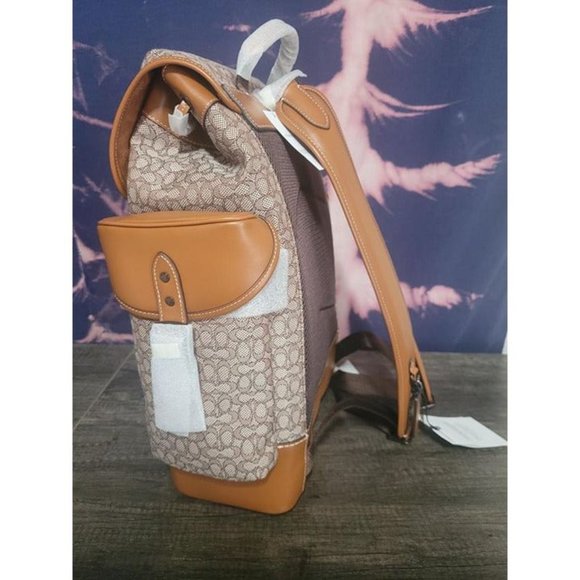 Coach Hitch Leather Monogram Backpack New w/ Tags - Picture 3 of 12